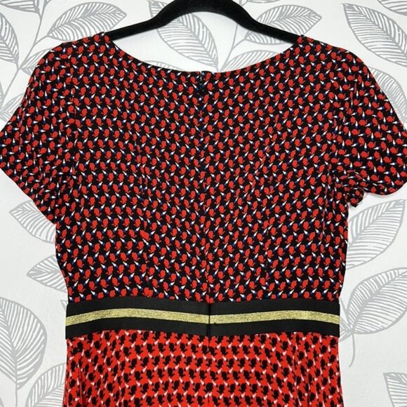 Anthropologie Maeve Amici Rabbit Print Red Dress Size 4 Career - Picture 6 of 12